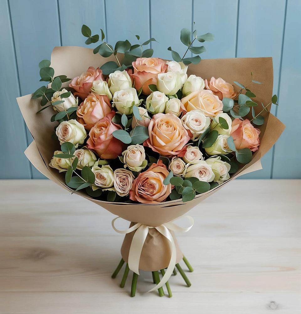 Букет цветов из: Альстромерии и Розы в Сонково