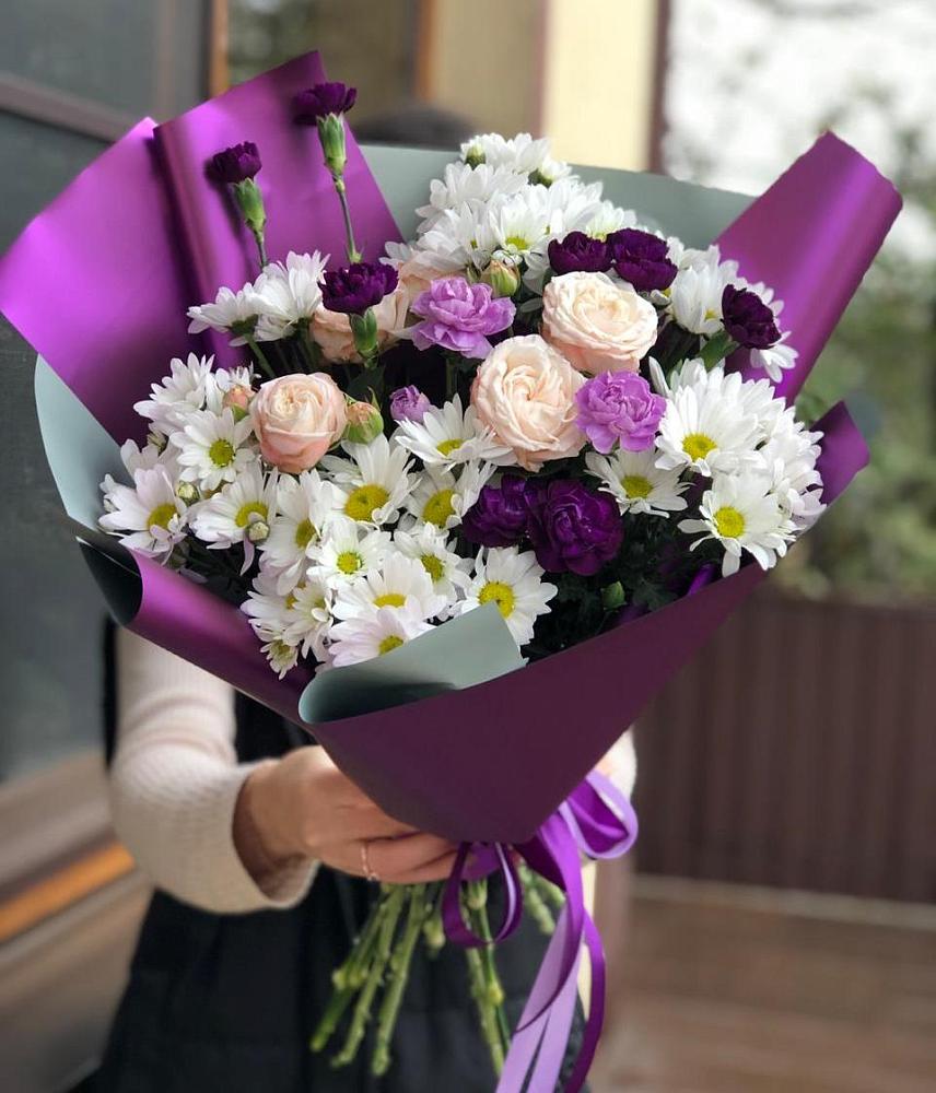 Букет цветов из: Хризантемы, Гвоздики и Розы в Сонково