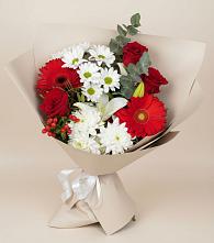 Букет цветов из:  Розы, Хризантемы, Герберы и Лилии в Сонково