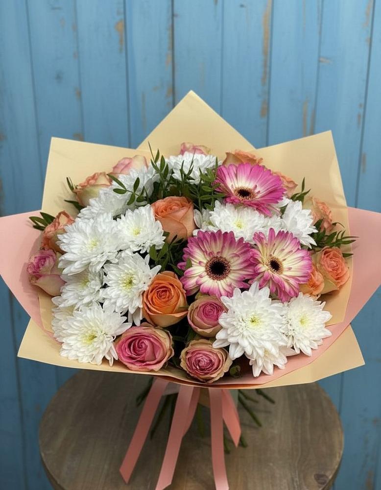 Букет цветов из: Розы, Герберы и Хризантемы в Сонково