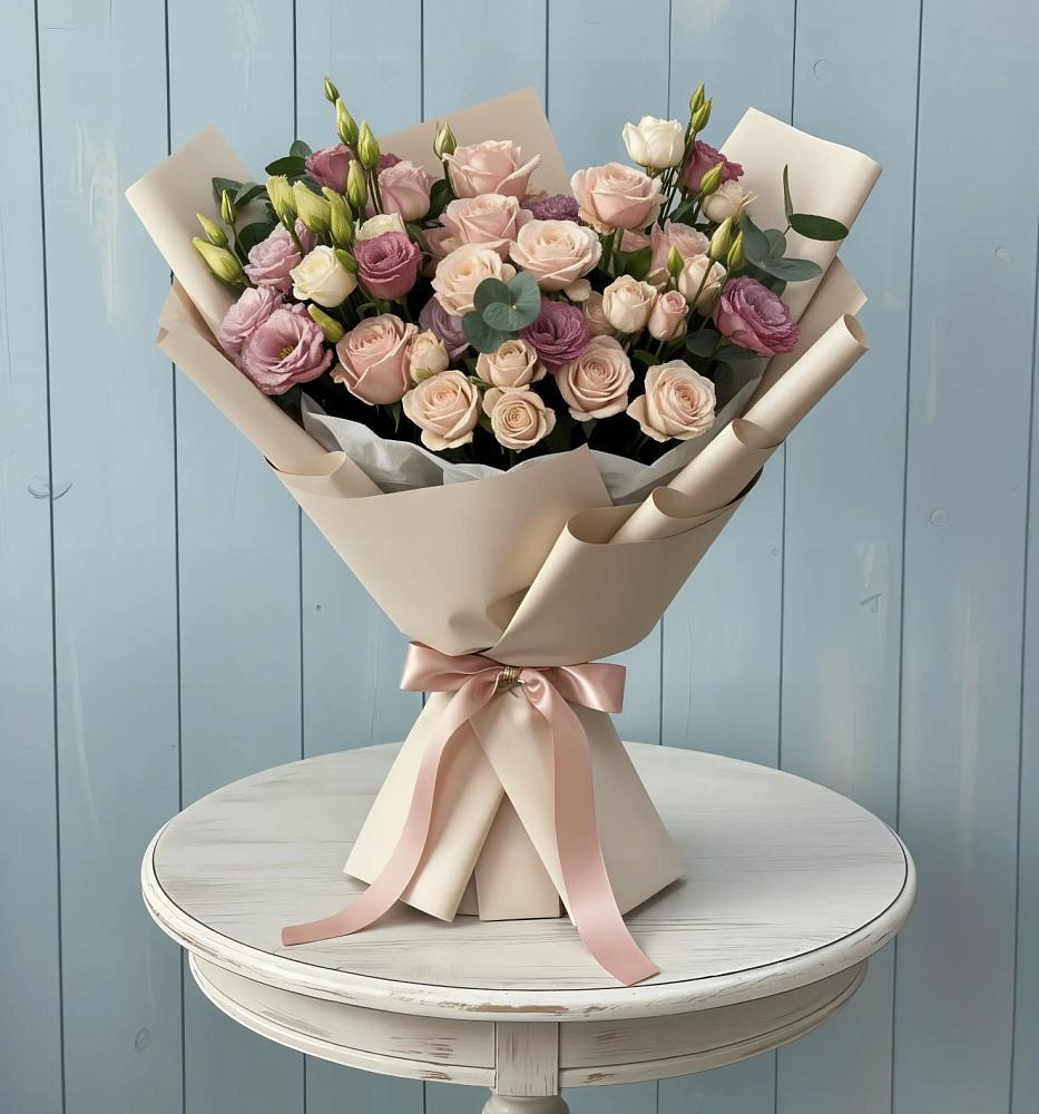 Букет цветов из: Розы и Лизиантусы в Сонково