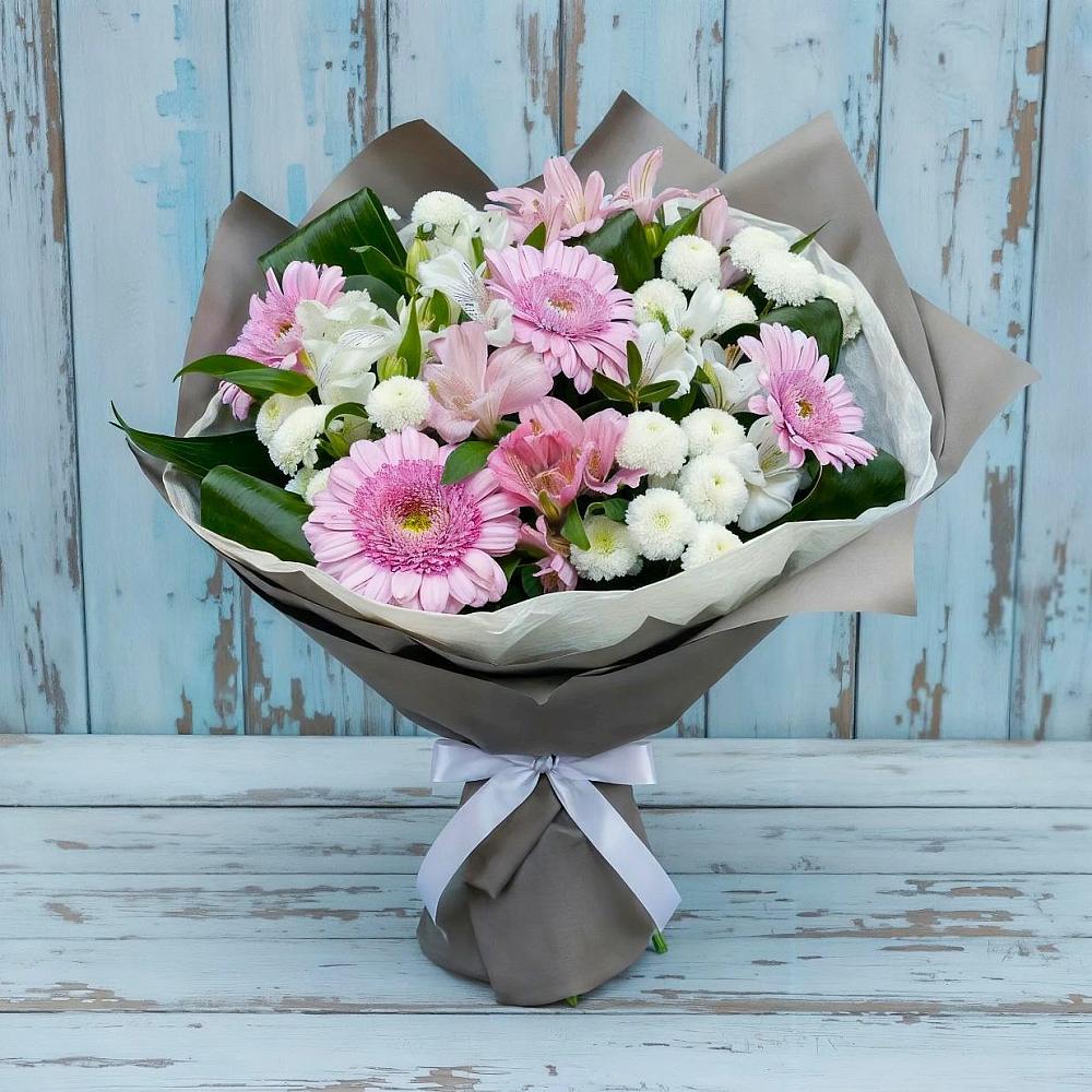 Букет цветов из: Герберы, Альстромерии и Хризантемы в Сонково